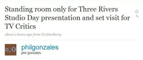Tweet about Three Rivers from the Press Tour